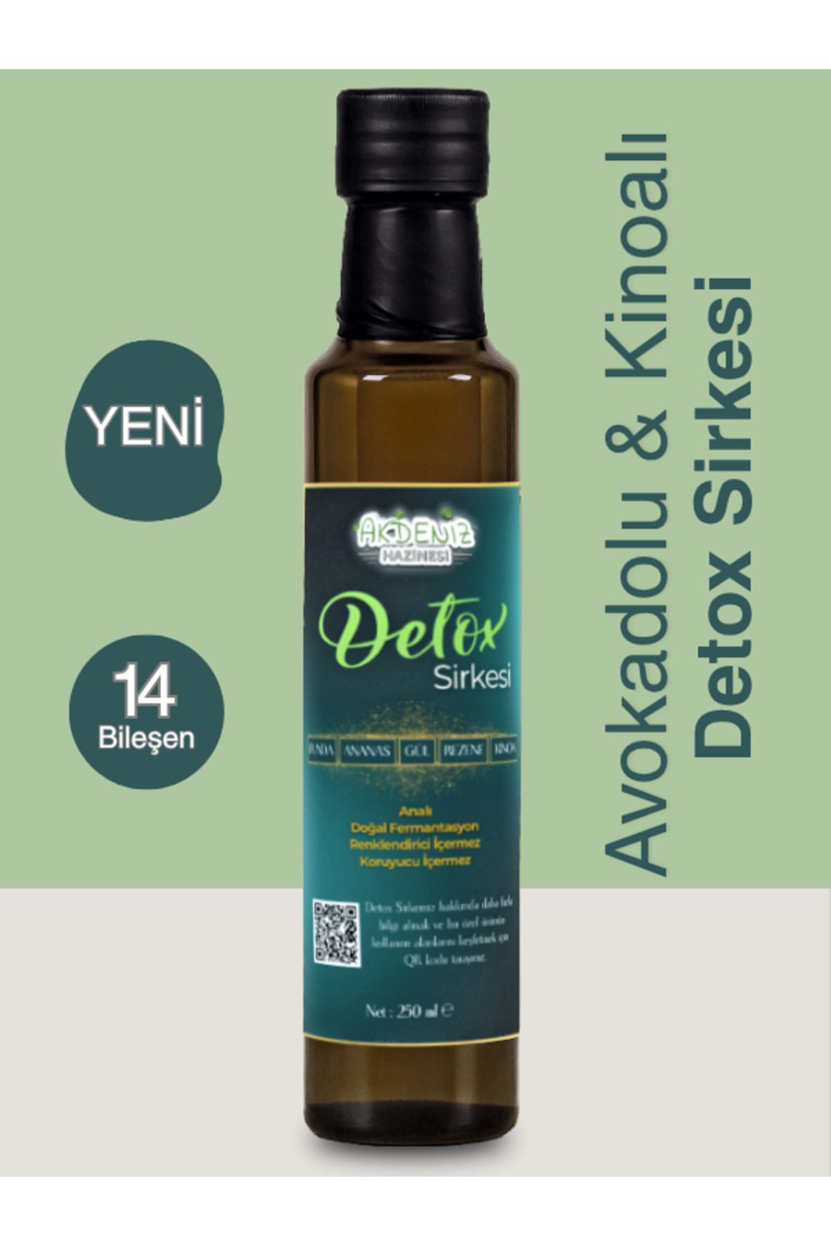 Detox Sirkesi | 14 Bileşenli Süper Karışım | Avokado & Kinoa İçerikli | Doğal Fermantasyon