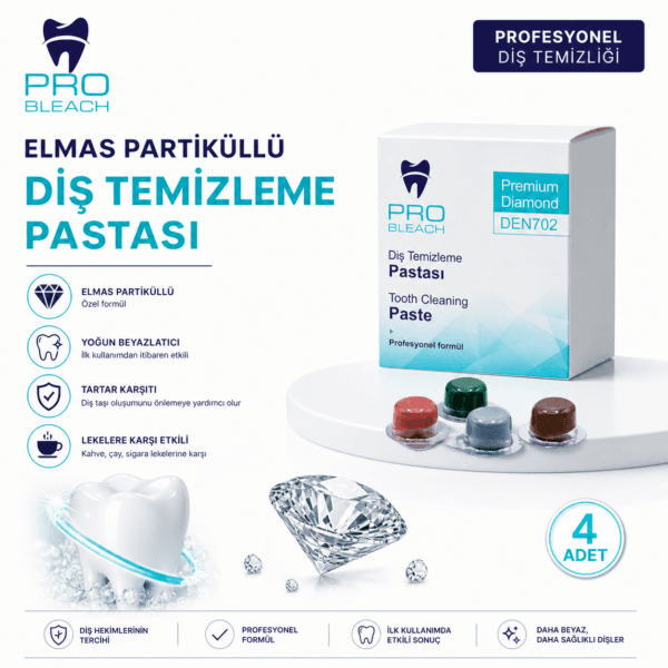 Elmas Partiküllü Diş Temizleme Pastası 4 Adet | Yoğun Beyazlatıcı & Tartar Karşıtı Profesyonel Bakım