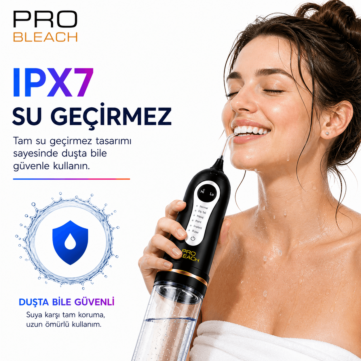 Şarjlı Ağız Duşu Water Flosser | Taşınabilir Diş Duşu Oral Irrigatör | 8 Kademe Basınç 6 Mod IPX7 Su Geçirmez 30 Gün Şarj - Görsel 6